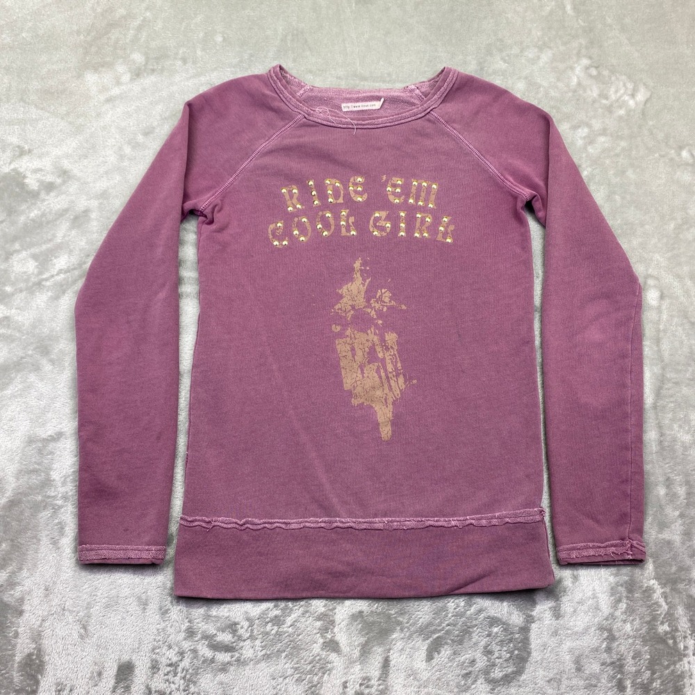 IZZUe Girl Ride‎ Em Cool Girl Graphic Sweatshirt Top Pink Size S